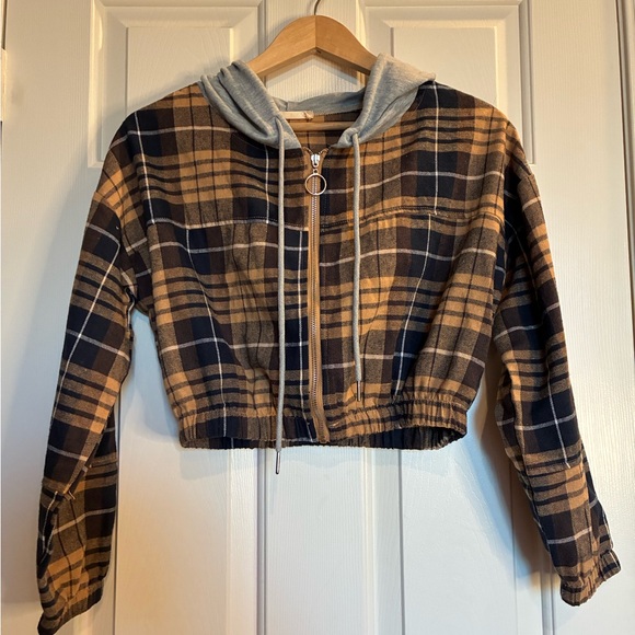 Altar'd State Jackets & Blazers - Altar'd State Gray and Tan Plaid Hoodie